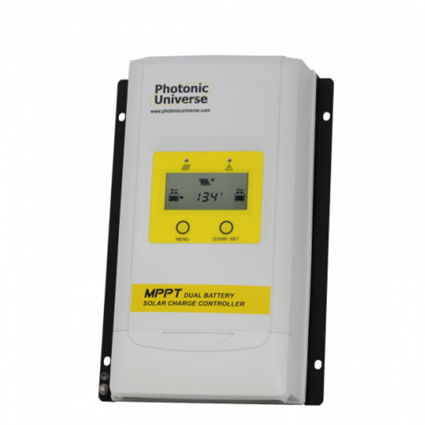 PHOTONIC - High Efficiency 20A Dual Battery MPPT Solar charge Controller with LCD Display for Solar Panels up to 260W (12V Battery System) / 520W (24V Battery System)