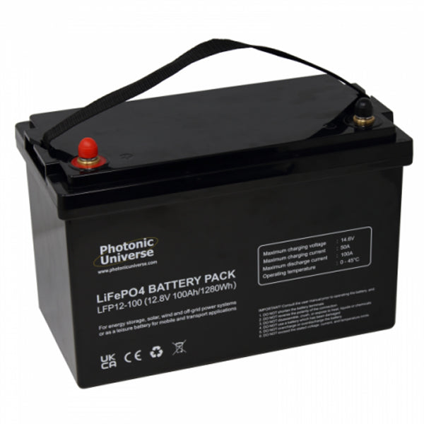 PHOTONIC - 100Ah 12V Lithium Battery for Leisure, Solar, Wind and Off-grid Applications